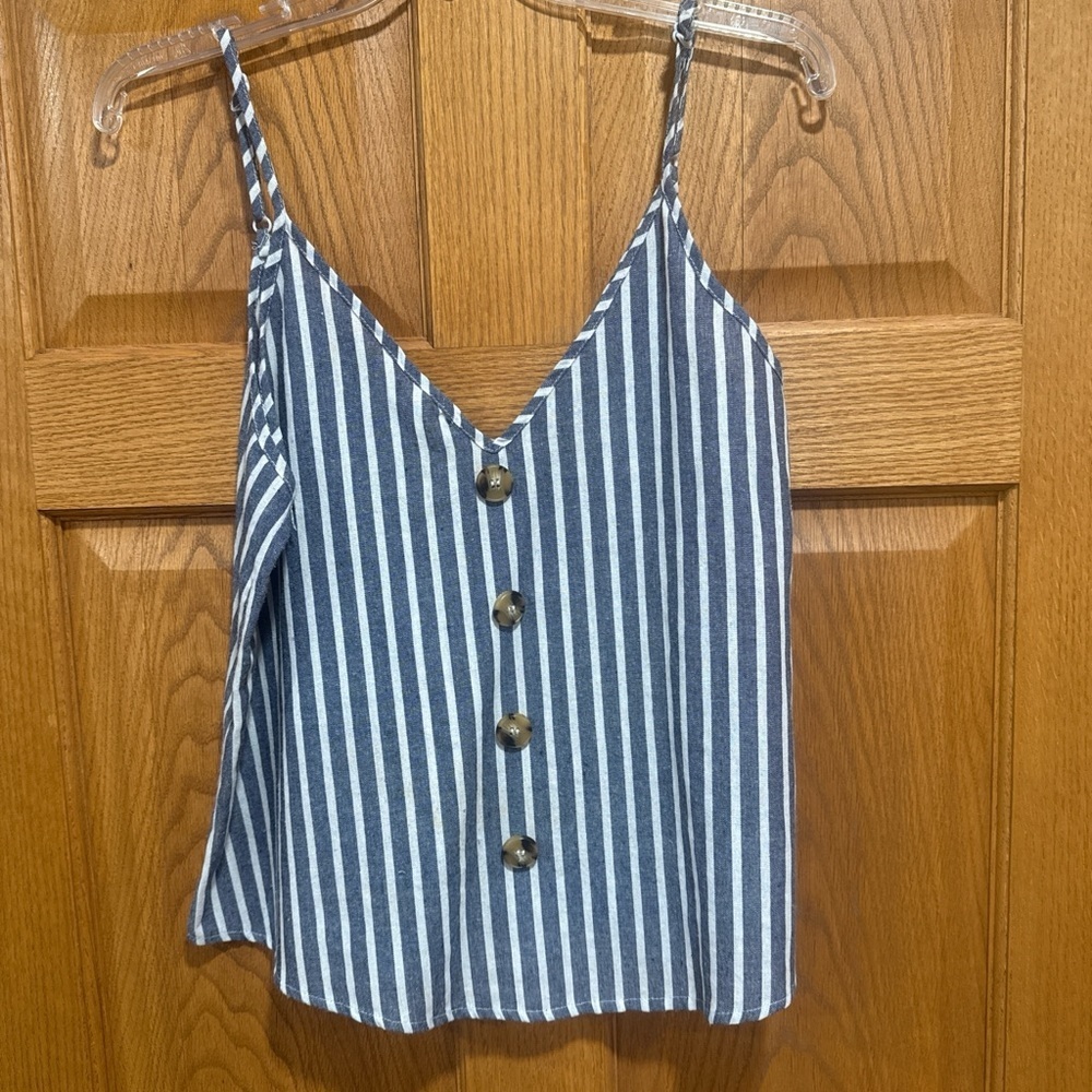 SHEIN Blue and White Striped Tank Top